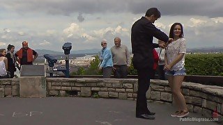 Public humiliation turns on the slutty brunette Anina Silk for sex