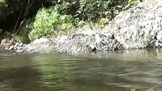 Wet Latin twinks packing round butts in the river