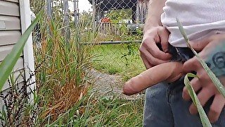 Uncut Cock Pissing Outside in PUBLIC -UncutAtNight-