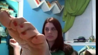 girl feet on web cam