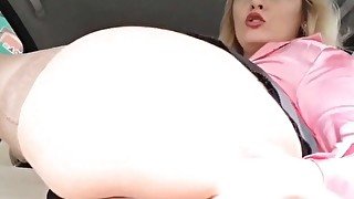 BongaCams blonde is hiding in the car with naked pussy and ass