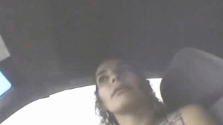 Lustful hooker with a cute smile gives a fabulous blowjob in the car