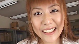 Japanese secretary Hina Aizawa gets pleasured with toys in the office