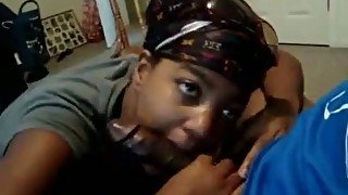 Horny black hooker sucks my dick until she gets her mouth filled with jizz