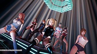 [MMD] PSY - GENTLEMAN DOA Striptease Marie Rose Honoka Misaki Mai Shiranui Tamaki Katsumi Nyotengu