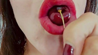 ASMR Sensually Eating Cherries Close Up Sounds by Pretty MILF Jemma Luv Dental Fetish SFW