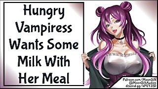 Hungry Vampiress Wants Some Milk With Her Meal