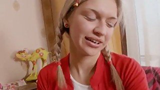 Petite Schoolgirl Rides A Dildo In Her Ass