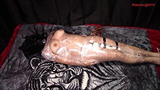 Mummified with vibrator leads to multiple orgasms