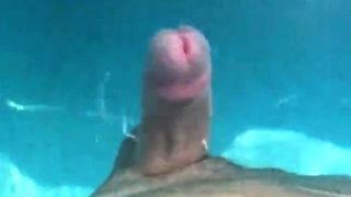 Hands free cumshot swimming pool