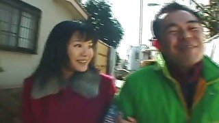 Lewd dude enjoys playing with juicy tits of Eri Minami outdoors