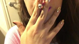 Sexy Brunette Babe Close Up Smoking Cork Tip 100 Cig Pastel Pink Lipstick