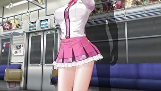 3D HENTAI Schoolgirl didn't wear panties on the train (Part 1)