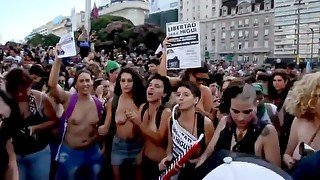 Argentinian women protesting topless