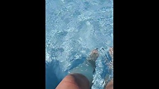 Feet Splashing in Public Pool!