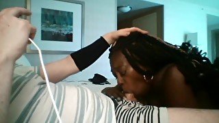 ugly ebony thot sucks me off bbbj while i chill on phone