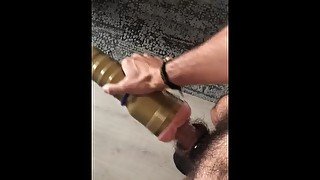 CAUGHT EDGING N JERKING DICK IN HOTEL ROOM - FLESHLIGHT FUCK