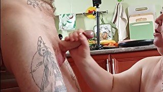 I Jerk Off And Suck My Stepson-in-laws Cock And Get A Portion Of Cum On My Face