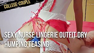 Sexy nurse lingerie outfit dry humping teasing, edging him, tease and denial