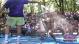 Amateurs Get Freaky In Nudist Camp Wet T Contest