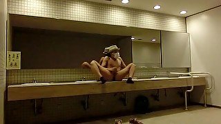 Hot Asian Dude Gets Off in Public Bathroom