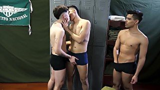 Young boys try gangbang gay experience in the army