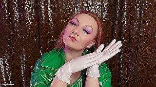 medical gloves ASMR video: fetish 4k free clip of MILF with braces - white doctor's nitrile gloves