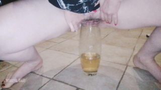 Moaning Angel POWER PISS | PEEING IN GLASS 