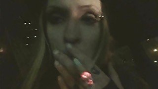 Cigarette in the Car at Night