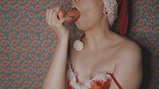 Sucking On A Dick Shaped Lollipop Naughty Christmas