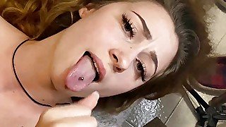 Cum on face after handjob