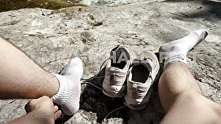 Legs on the waterfall