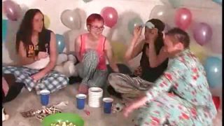 Pijama sexparty with teens playing truth or dare