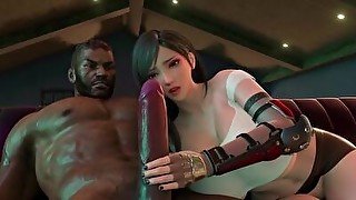 Big tits Tifa enjoying big black cock in a 3D animation