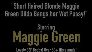 Short Haired Blonde Maggie Green Dildo Bangs her Wet Pussy!