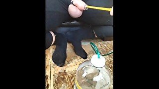 bladder filled and spilled urethra penetration catheter sounding pee pissing CBT