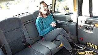 Nasty British slut Lilyan Red gives a rimjob to the taxi driver