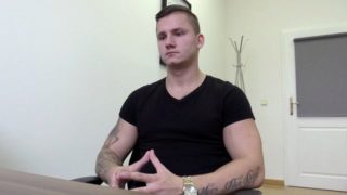 Tattooed straight amateur jerking for the cam