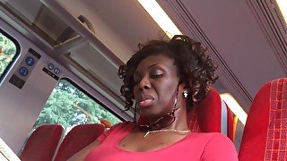 Ultra Close-Up of Beautiful Ebony Feet on the Train