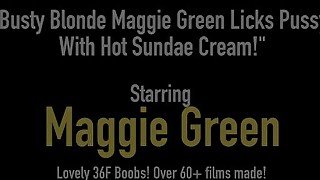 Busty Blonde Maggie Green Licks Pussy With Hot Sundae Cream!