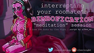 your roommate is naked and listening to bimbofication audios. she's obsessed with cock! help her!!!!