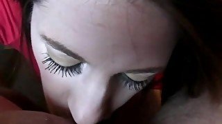 Hot amateur teen 18+ girlfriend sucks cock with facial