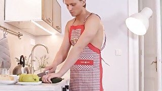 RIM4K. Strong desire to have sex fills the married couple in the kitchen