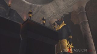 Anubis fucks a young egyptian slave in his temple