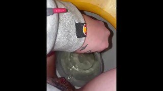 Pissing in a jug so much piss