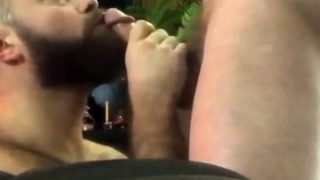 Bearded guy suck and swallow