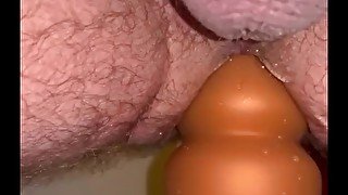 Massive dildo going deep into my ass, almost all the way!