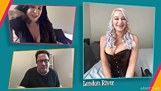 Kinky dude chats over the webcam with two mature pornstars