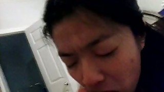 Insatiable Asian whore sucks my shaft remarkably well