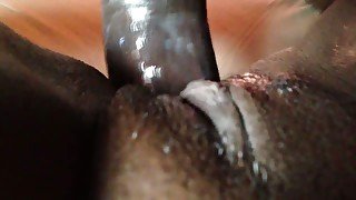 Friend's sloppy big black cock penetrates his wife's hungry wet pussy